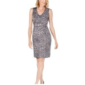 KASPER Sheath Dress 12 Scuba Knit Animal Print Work Career Special‎ Event Guest